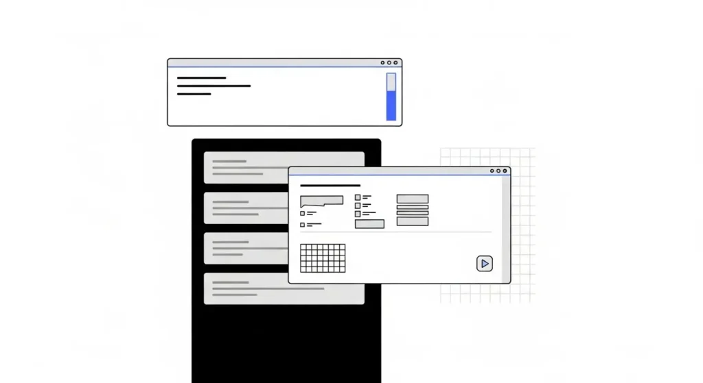 Infografía que muestra cómo Google extrae contenido desde múltiples páginas y lo presenta como Featured Snippets en formato texto, listas, tablas y video.