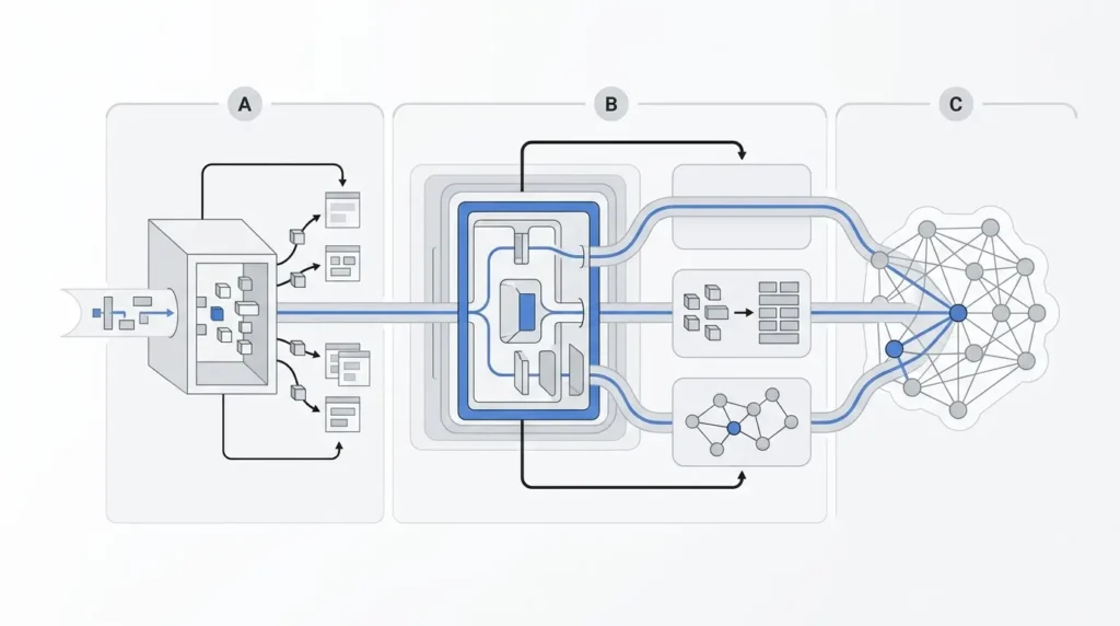 Comparativa entre modelo antiguo de keyword matching y Google Hummingbird orientado a intención