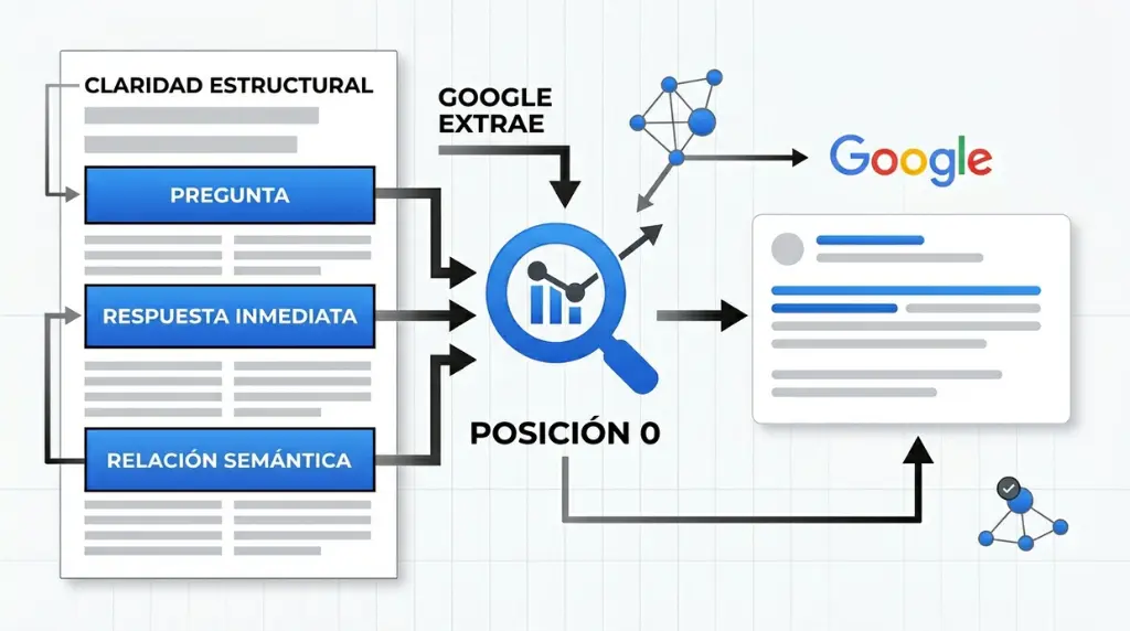 Diagrama sobre estructura SEO optimizada para aparecer en la posición 0 de Google